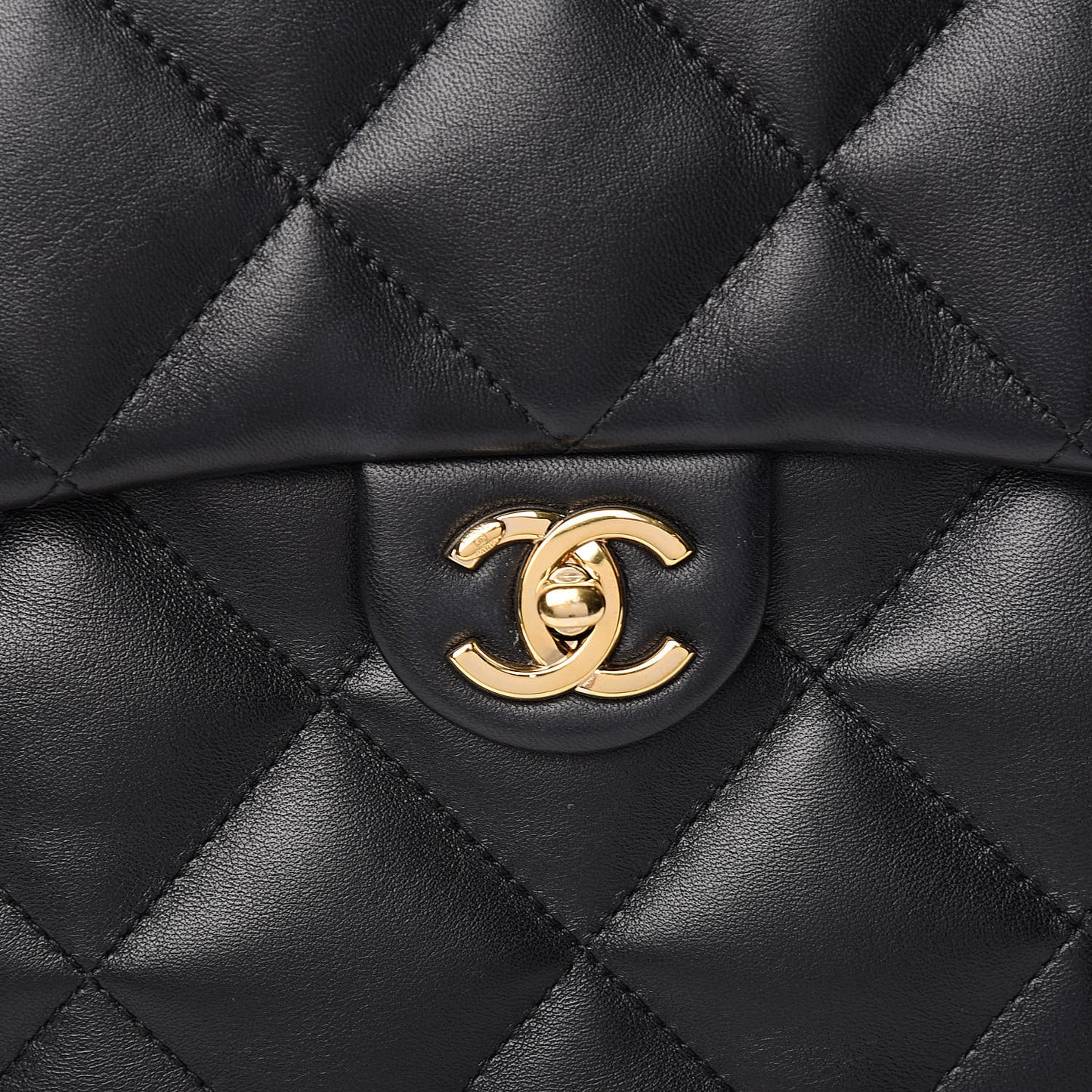 Lambskin Quilted Chain Backpack Black
