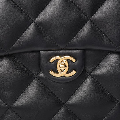 Chanel Lambskin Quilted Chain Backpack Black 16 of 17