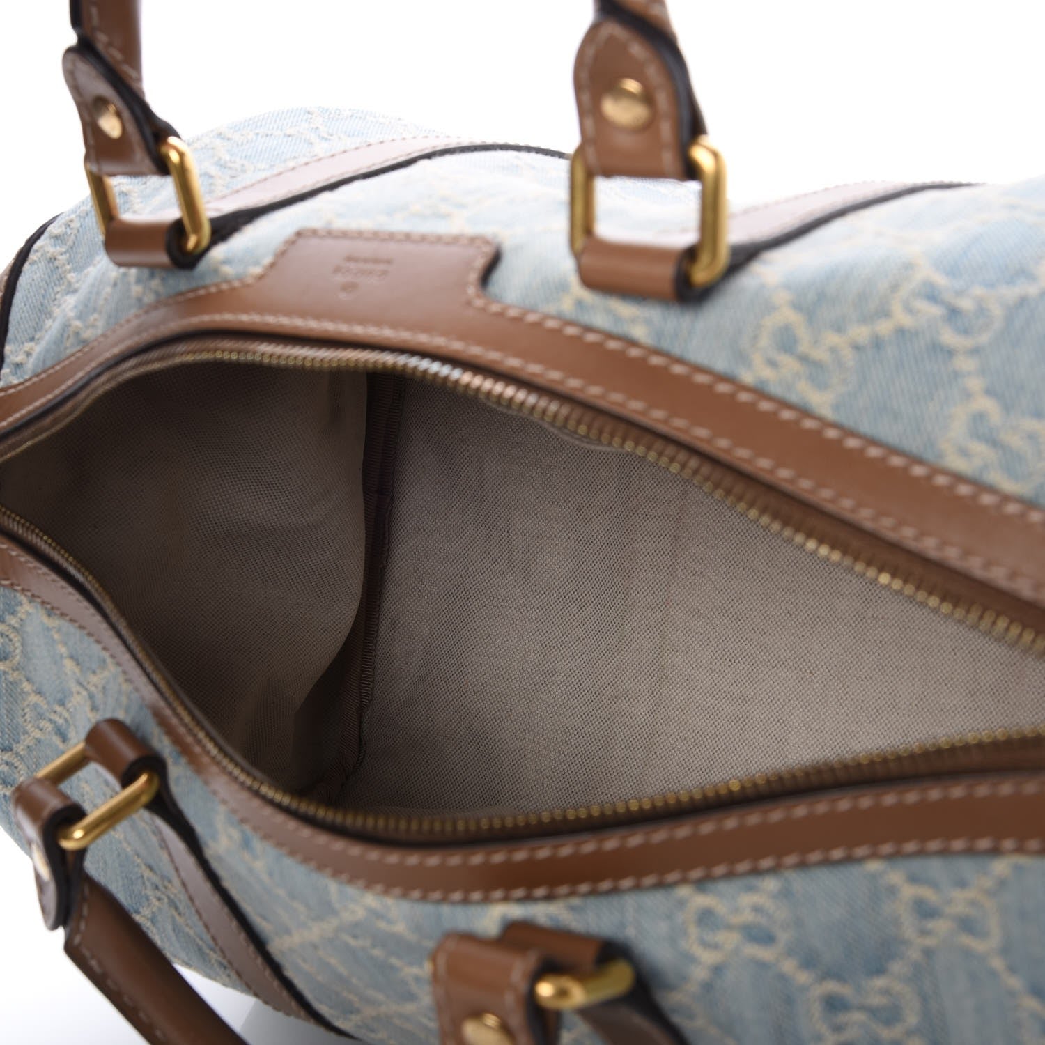 Gucci Denim Monogram Vintage Web Medium Boston Blue 5 of 7