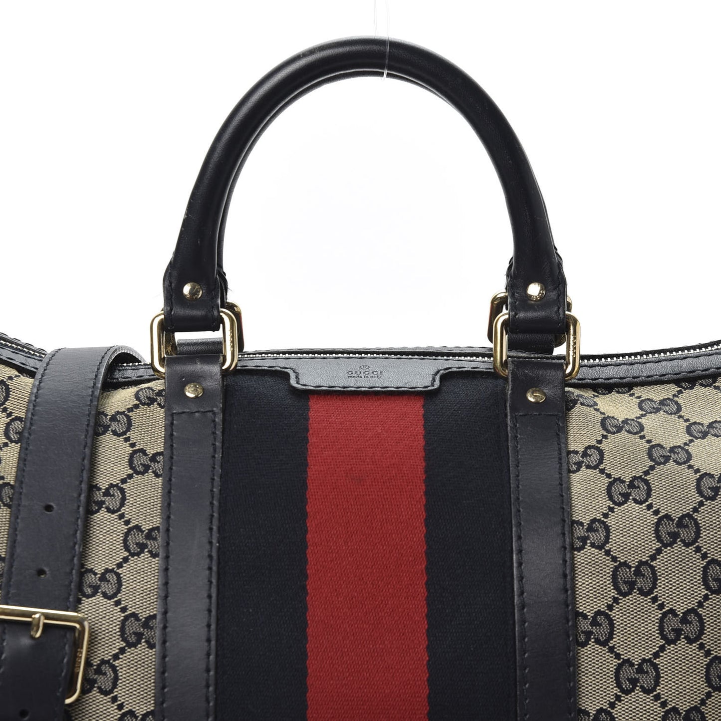 Monogram Selleria Calfskin Vintage Web Medium Boston Beige Blue
