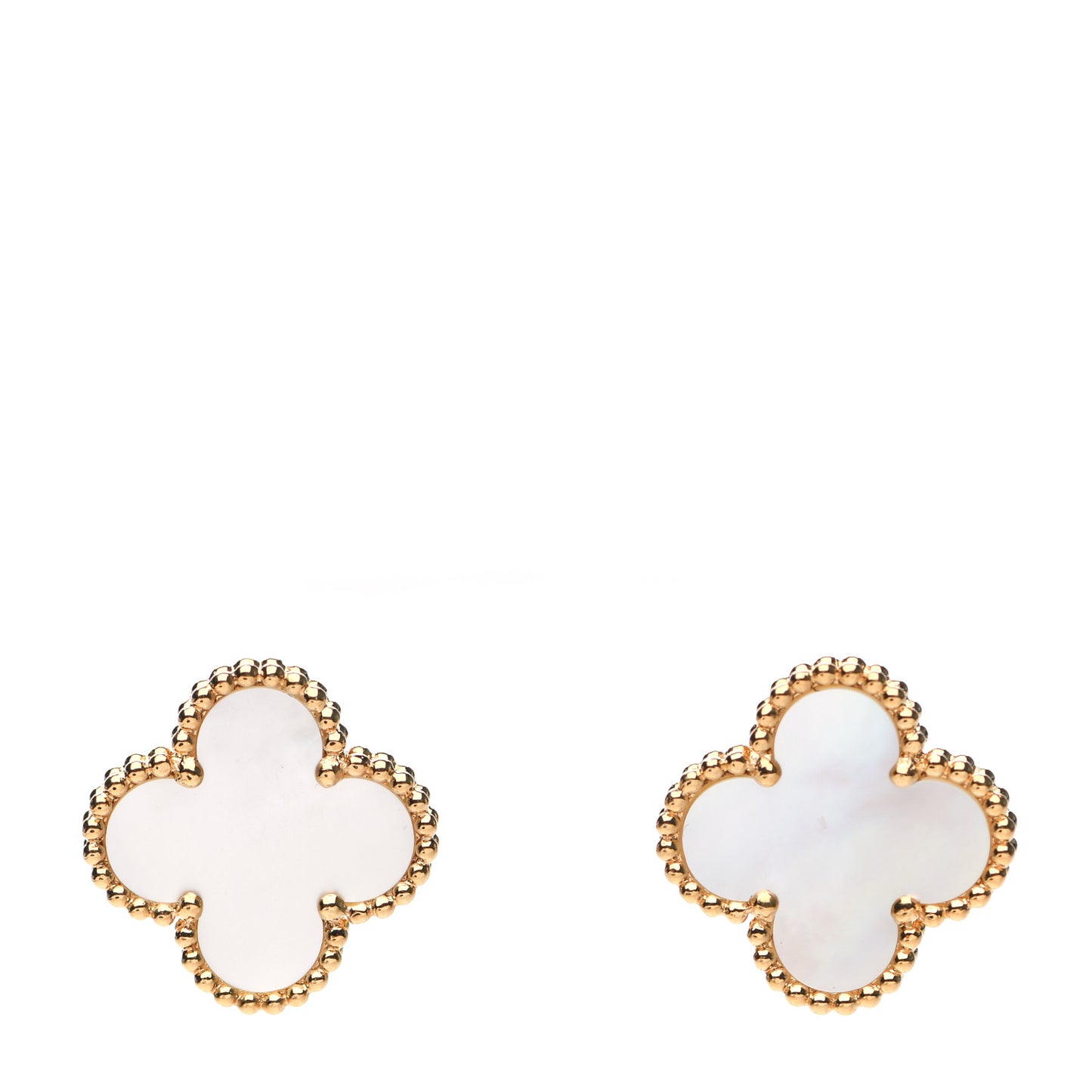 18K Yellow Gold Mother of Pearl Vintage Alhambra Earrings