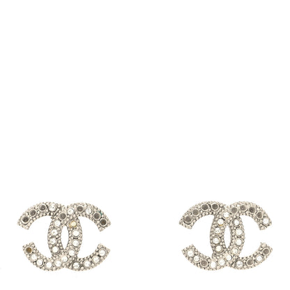 Chanel Crystal Timeless CC Earrings Silver 1 of 4