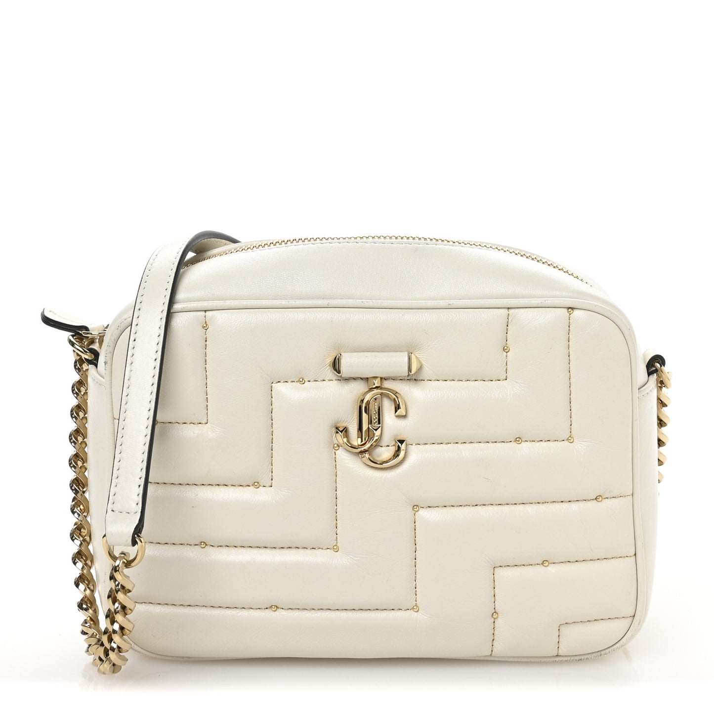 Nappa Quilted Studded Varenne Camera Bag White