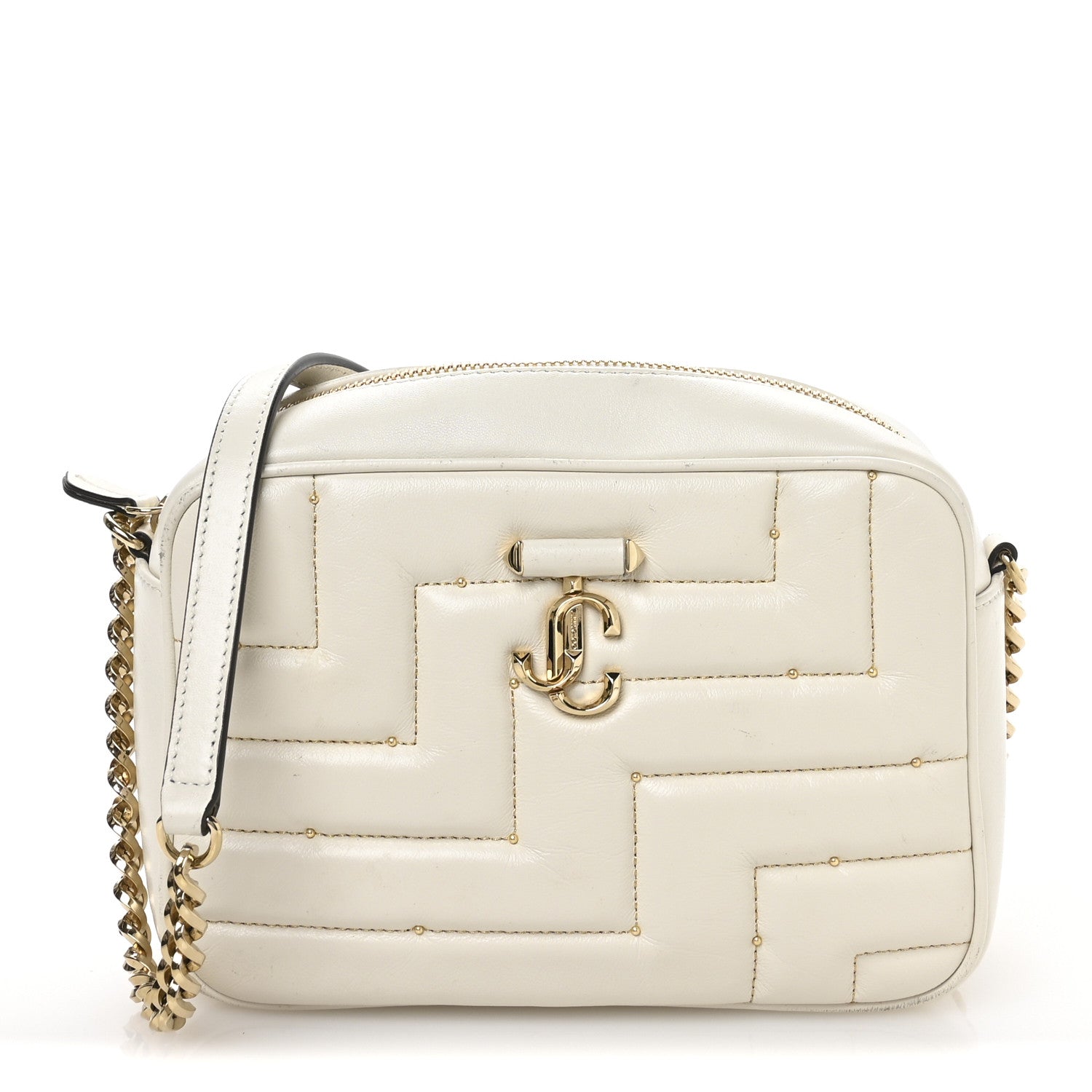 Jimmy Choo Nappa Quilted Studded Varenne Camera Bag White 1 of 10
