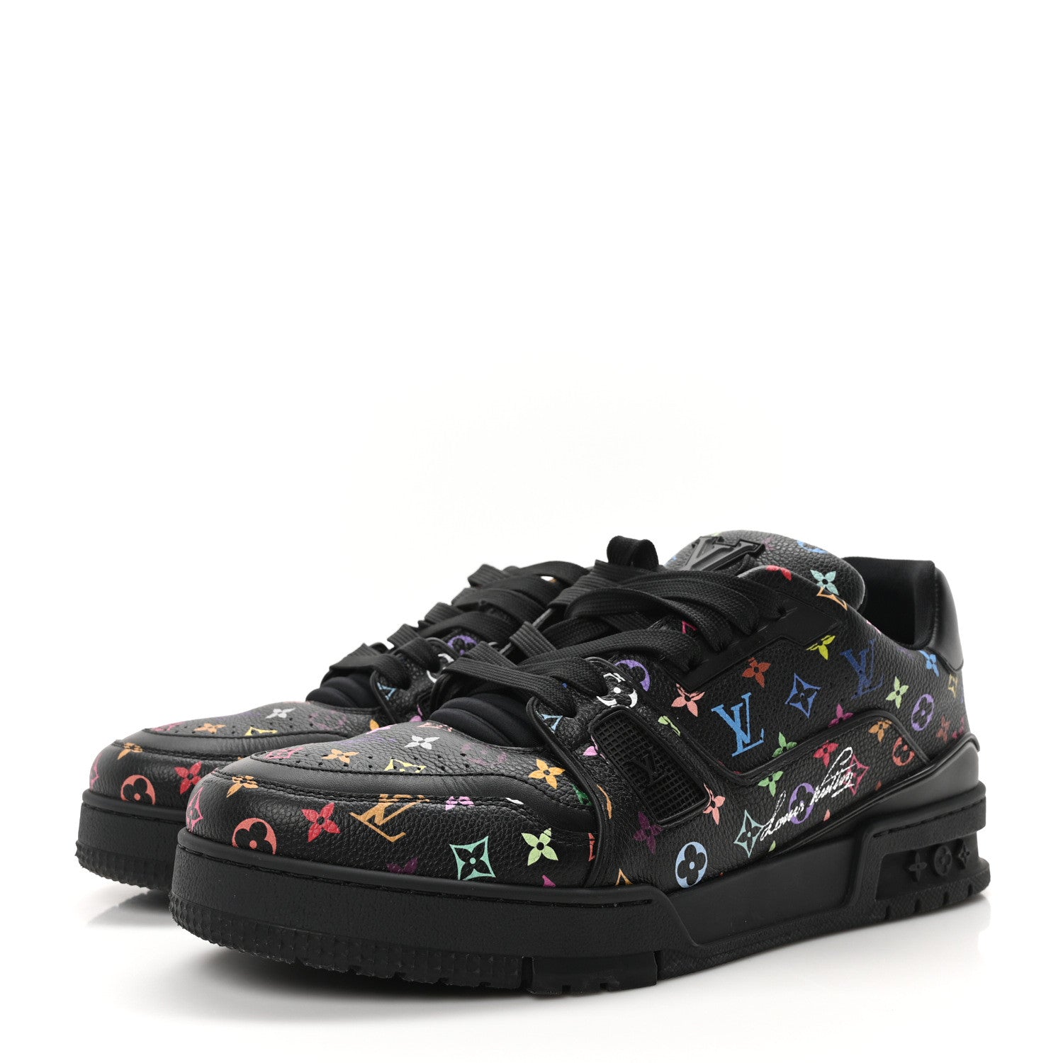 Louis Vuitton LV X TM Calfskin Monogram Multicolor LV Trainer Sneakers 8 Black 4 of 9