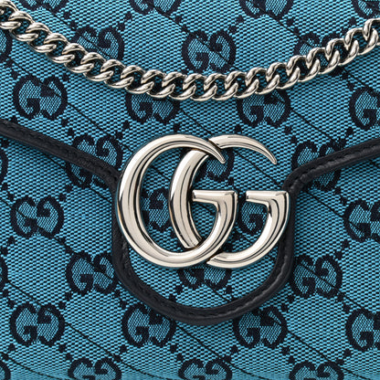 Gucci Monogram Multicolor Matelasse Diagonal GG Marmont Chain Wallet Light Blue 8 of 10