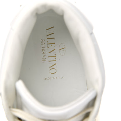Valentino Garavani Calfskin Womens Rockstud Open High Top Sneakers 37.5 White Platino 7 of 9