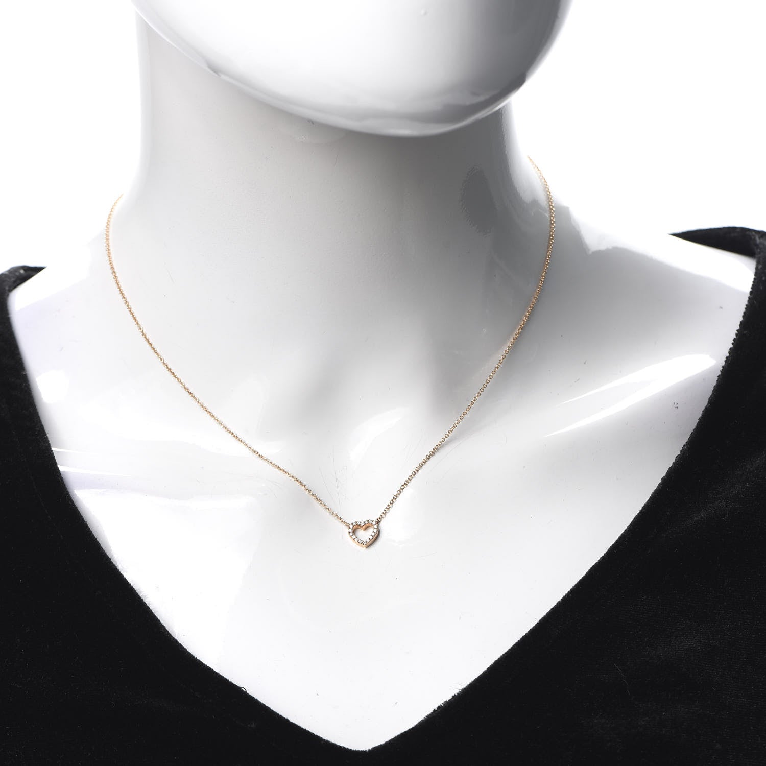 Tiffany 18K Rose Gold Diamond Metro Heart Pendant Necklace 2 of 6