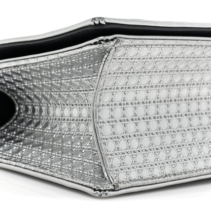 Christian Dior Metallic Patent Micro-Cannage Medium Diorama Flap Bag Silver 8 of 17