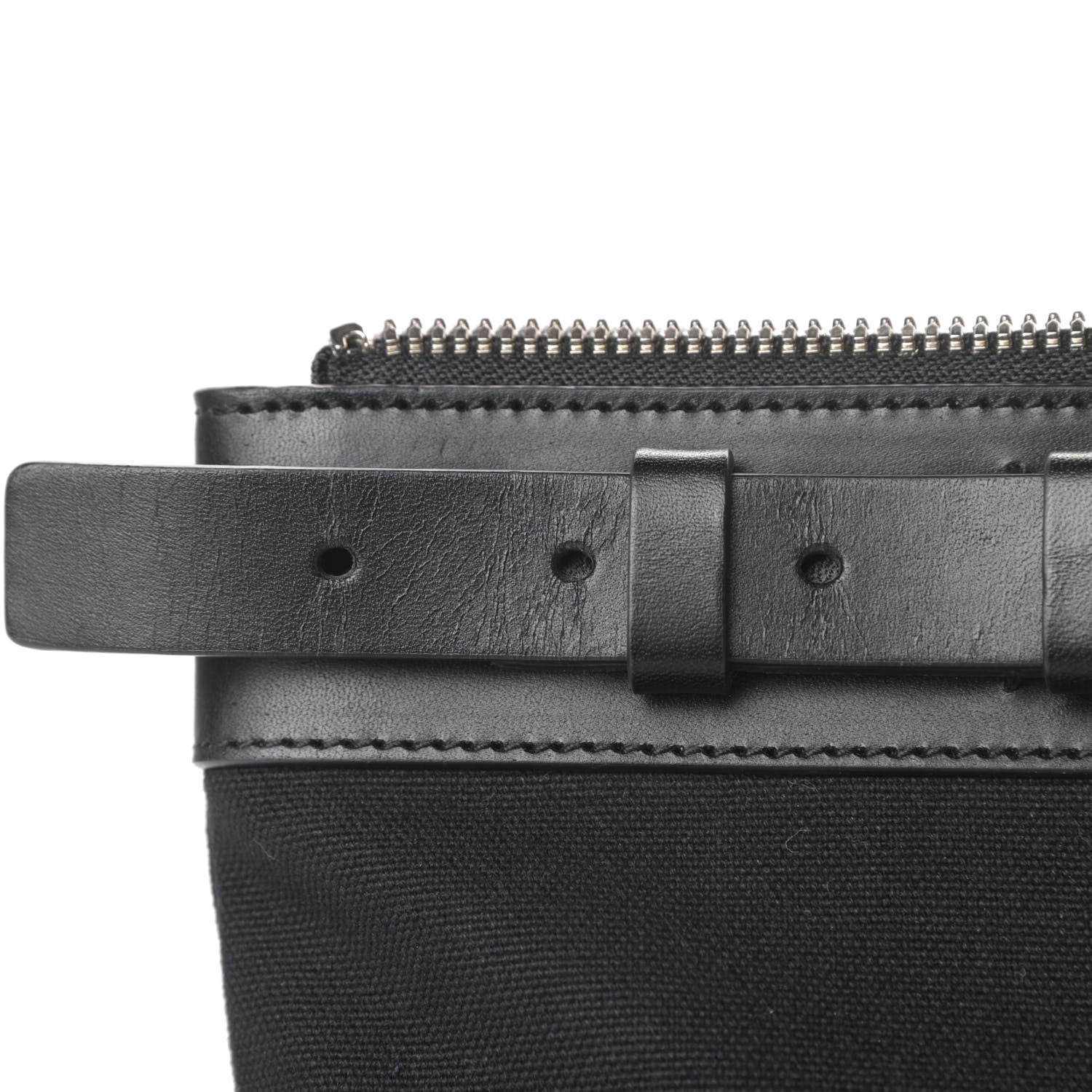 Saint Laurent Canvas Calfskin Belted Flat Messenger Bag Black 11 of 11