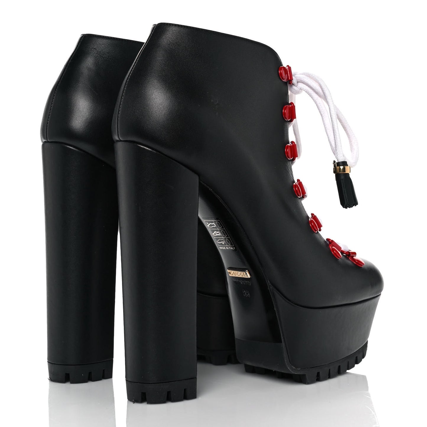 Calfskin Lifford Lace Up Platform Ankle Boots 38 Black