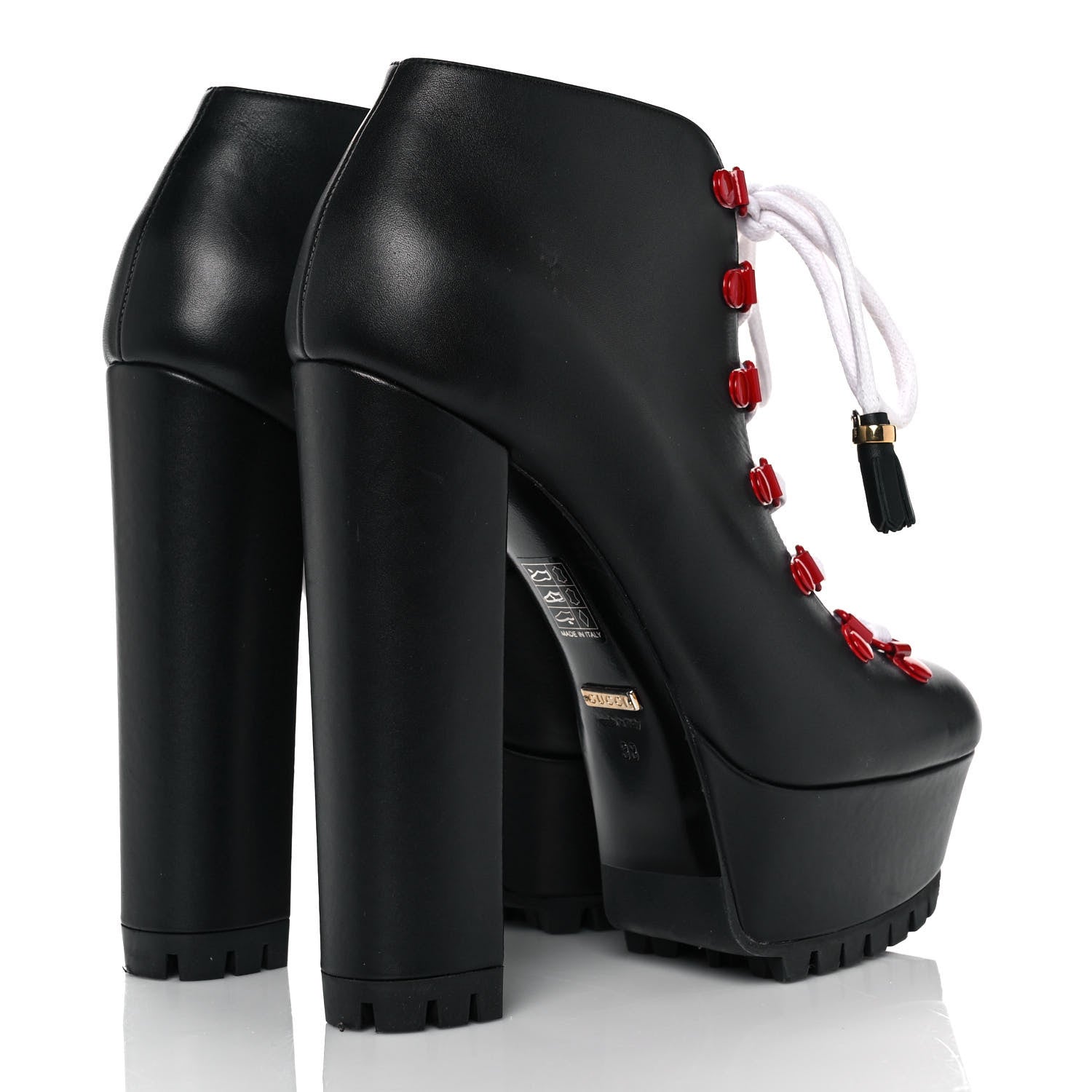 Gucci Calfskin Lifford Lace Up Platform Ankle Boots 38 Black 4 of 8
