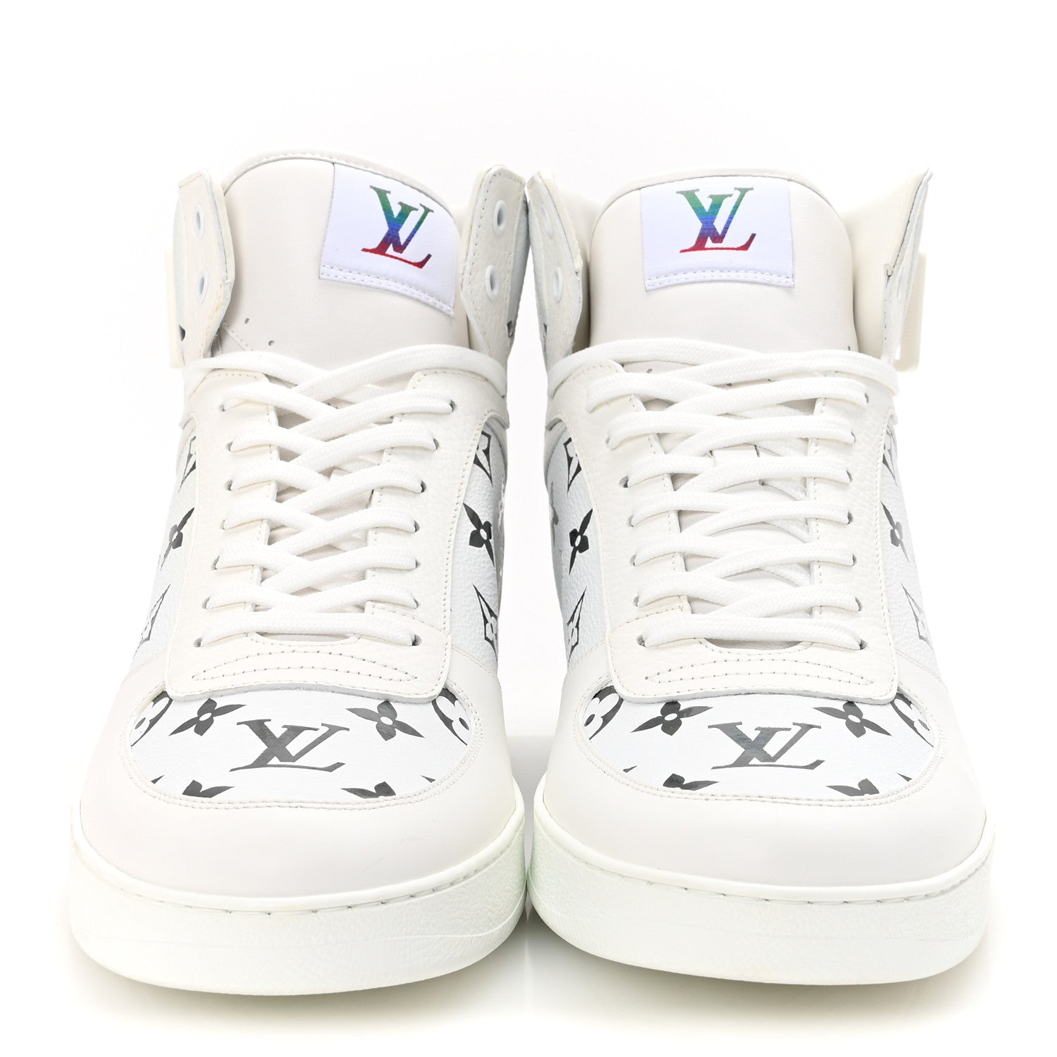 Louis Vuitton Calfskin Monogram Rivoli High Top Sneakers 10 White 3 of 9
