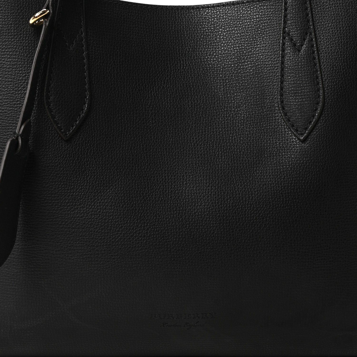 Burberry Grainy Calfskin Haymarket Check Small Reversible Tote Black 13 of 15