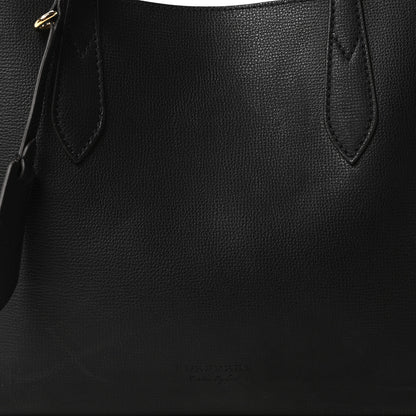 Burberry Grainy Calfskin Haymarket Check Small Reversible Tote Black 13 of 15