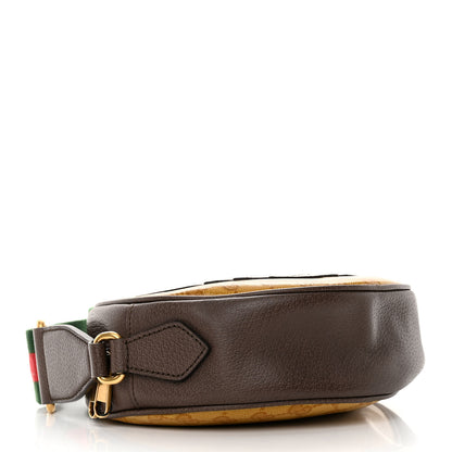 Gucci X ADIDAS Crystal Vintage Monogram Textured Dollar Calfskin Web Trefoil Small Ophidia Round Shoulder Bag Mid Natural Nut Off White New Acero 4 of 13