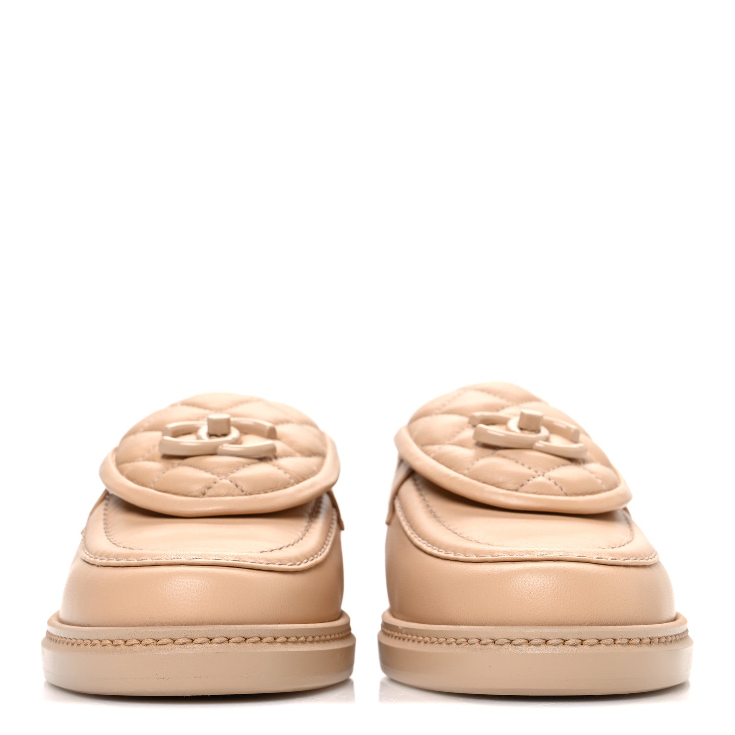 Chanel Lambskin Quilted CC Turnlock Moccasins 37 Beige 3 of 11
