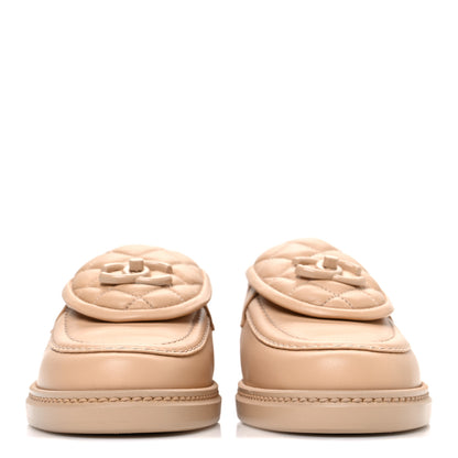 Chanel Lambskin Quilted CC Turnlock Moccasins 37 Beige 3 of 11