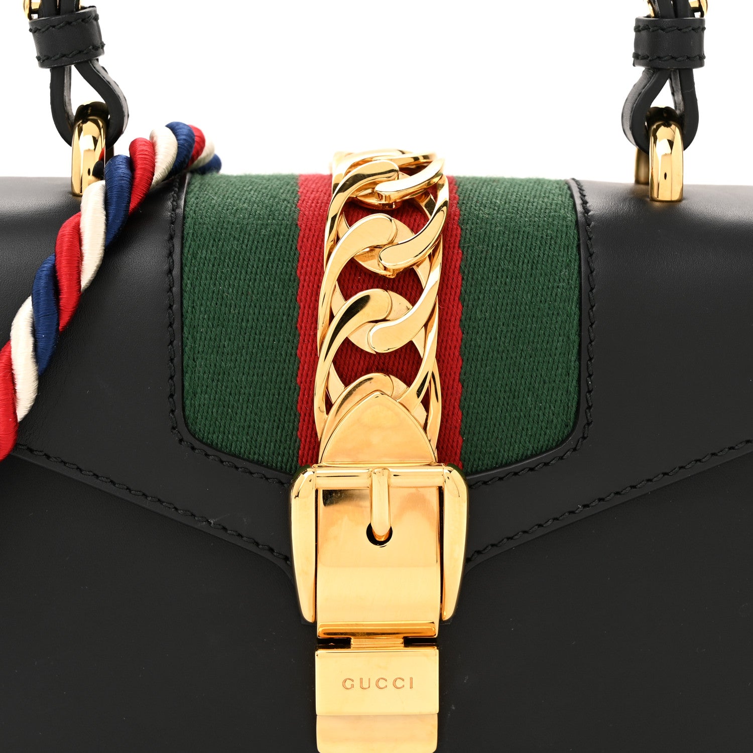 Gucci Calfskin Mini Sylvie Top Handle Bag Black 8 of 11