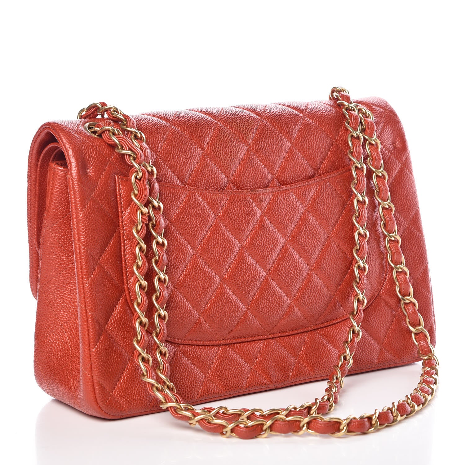 Chanel Pearly Caviar Quilted Jumbo Double Flap Orange 3 of 14