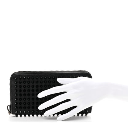 Christian Louboutin Calfskin Empire Panettone Spiked Zip Around Wallet Black 2 of 7