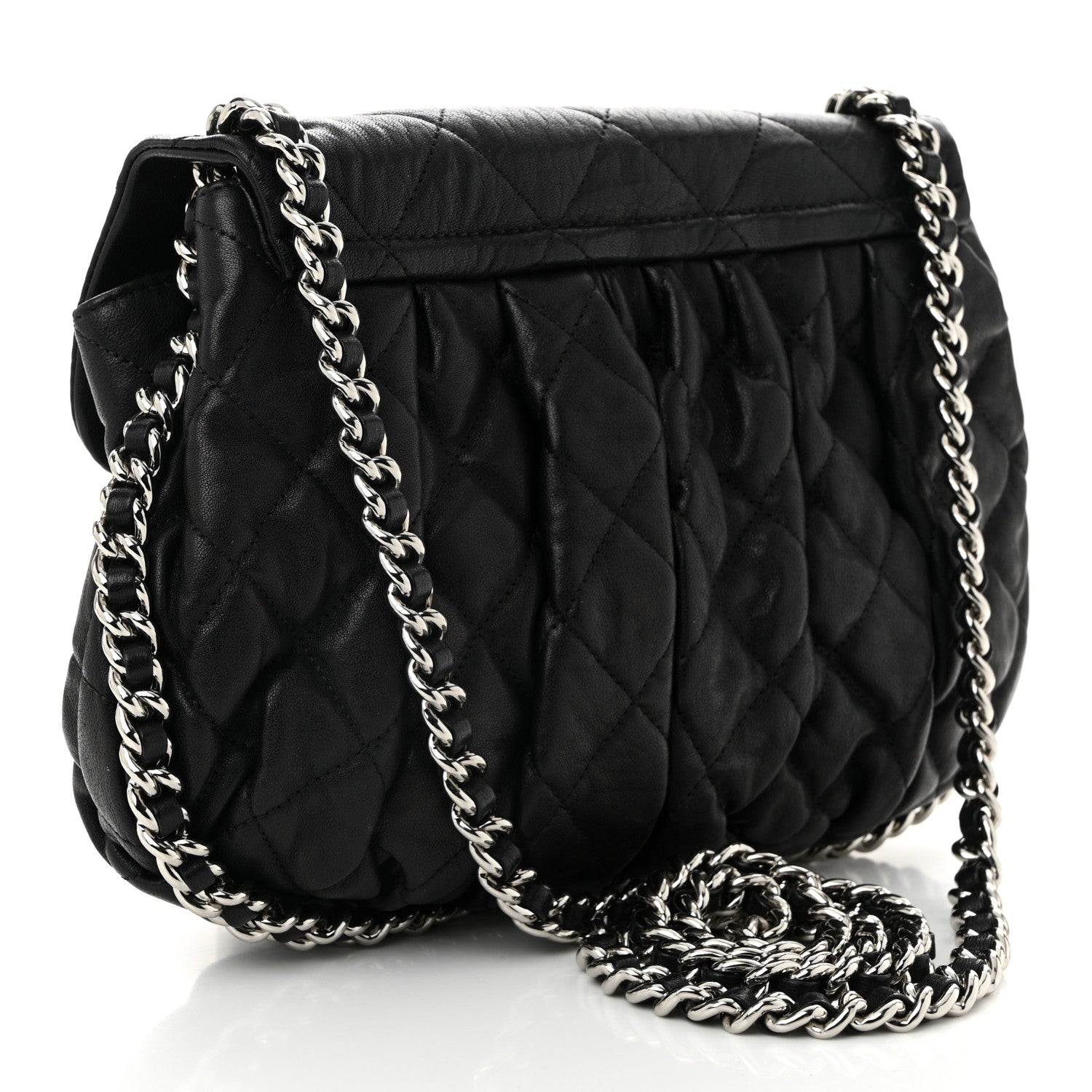 Chanel Washed Lambskin Quilted Medium Chain Around Messenger Black 3 of 11