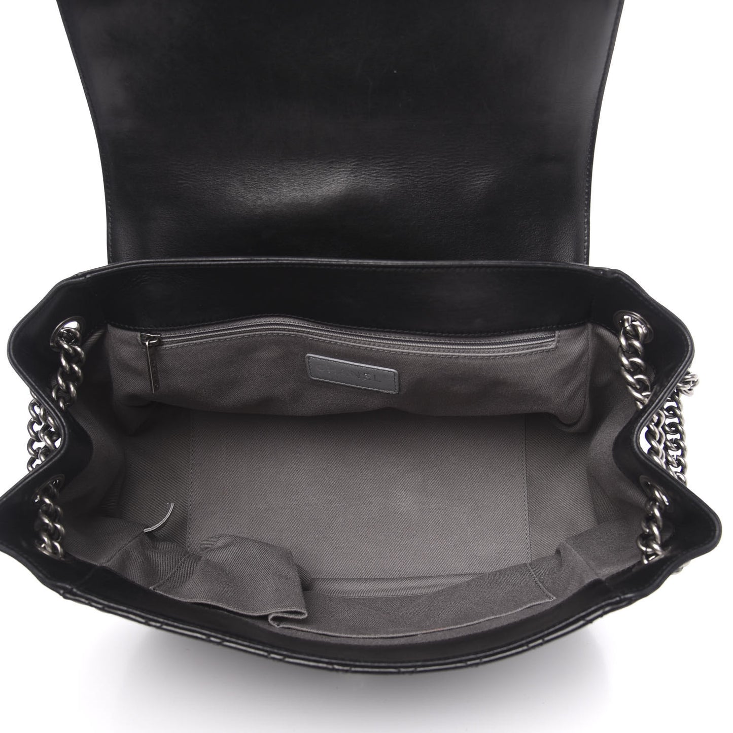 Lambskin Quilted Accordion Boy Flap Black