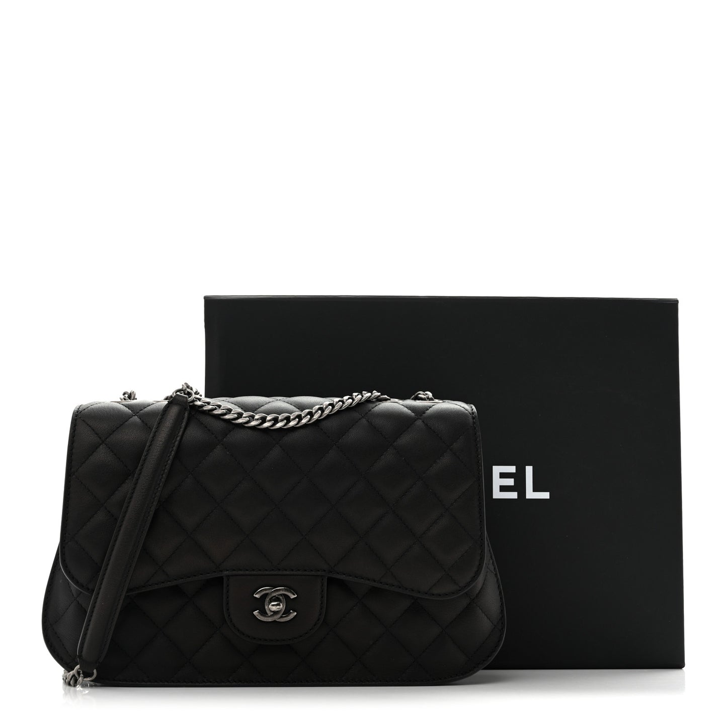 Metallic Goatskin Quilted Large Rock In Rome Flap Black