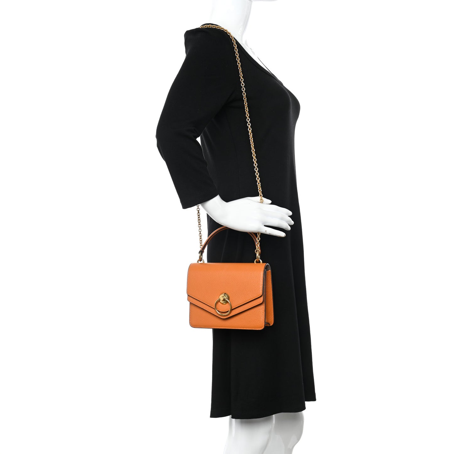 Small Classic Grain Small Harlow Chain Satchel Orange