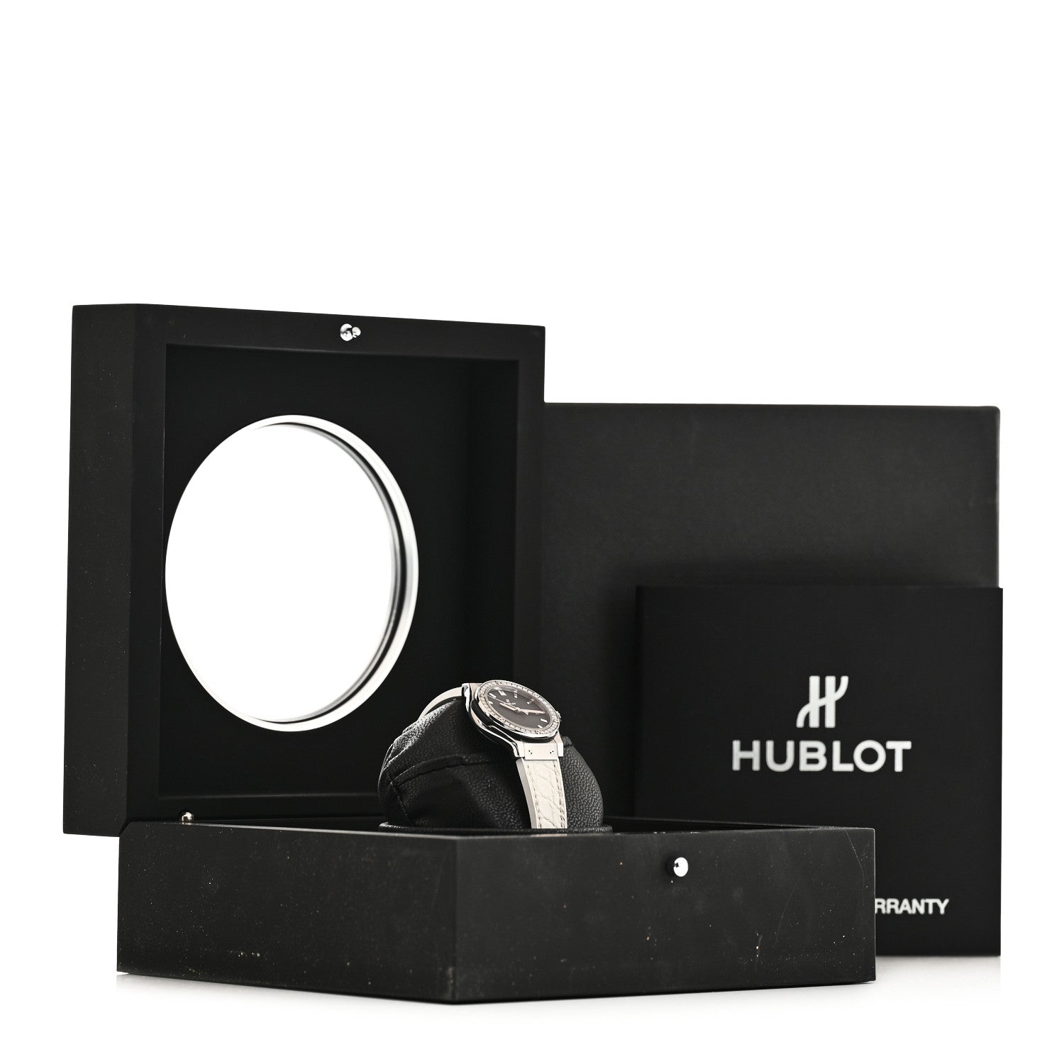 Hublot Stainless Steel Alligator Diamond Bezel 33mm Classic Fusion Quartz Watch Black 581.NX.1171.RX.1104 6 of 6