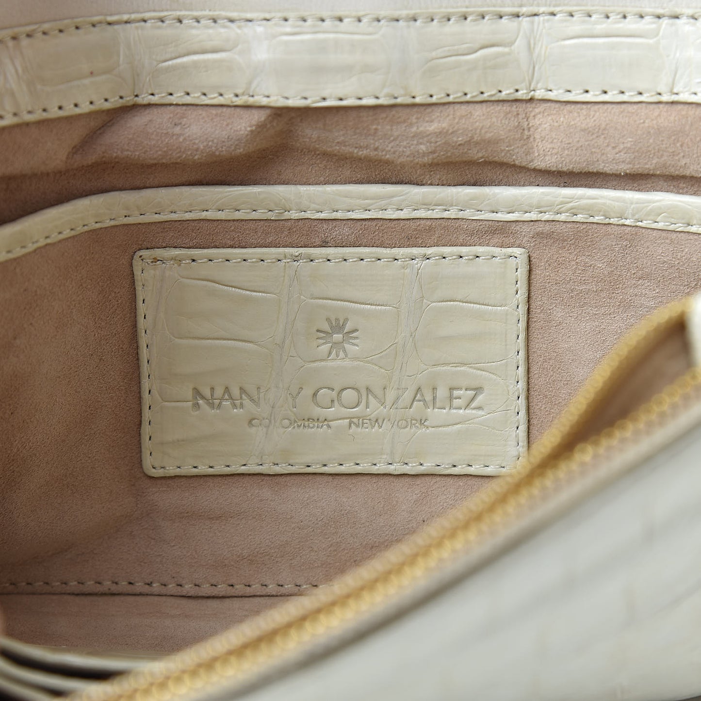 Crocodile Flap Clutch Wallet White