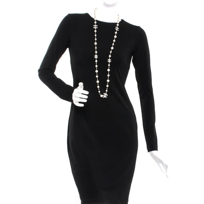 Chanel Crystal Pearl CC Long Necklace Silver 2 of 7