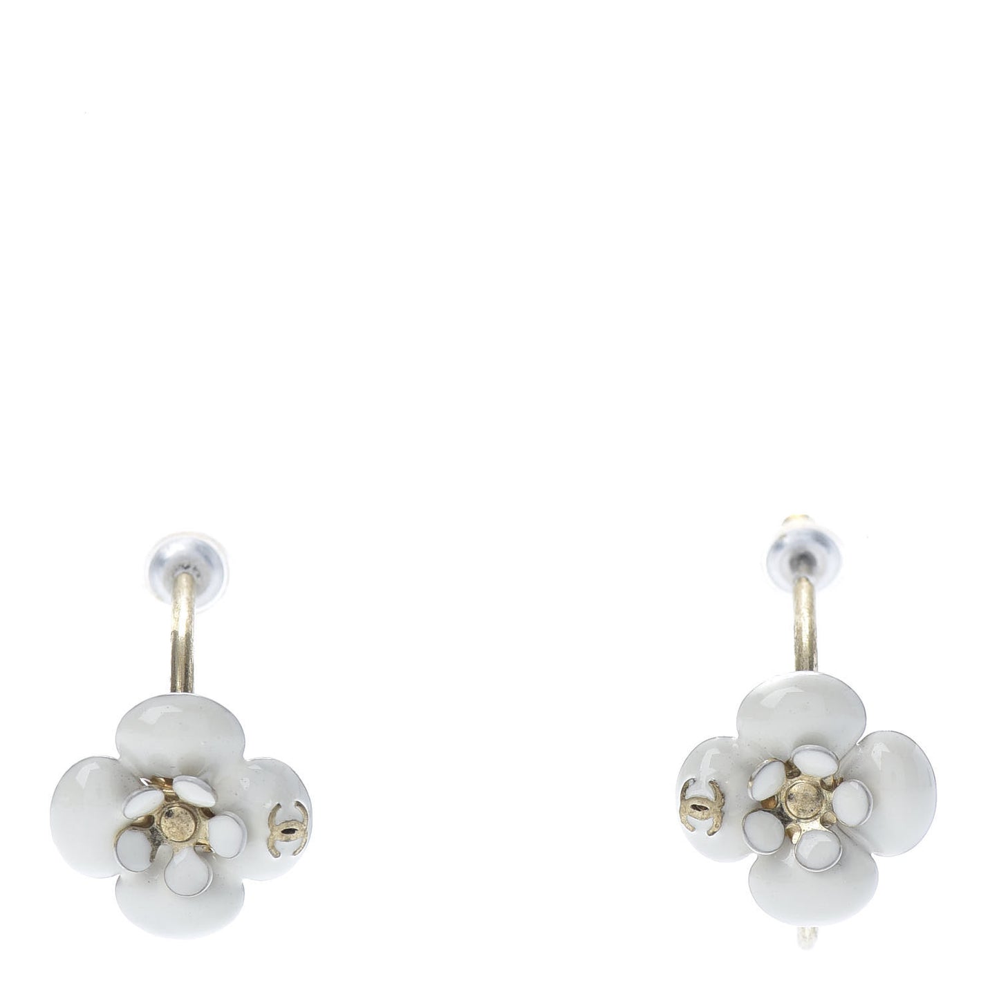 Resin CC Dangle Flower Earrings Ivory