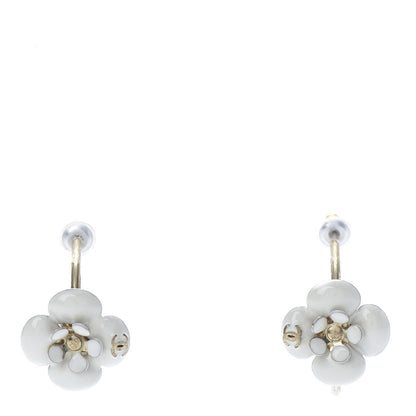 Chanel Resin CC Dangle Flower Earrings Ivory 1 of 4