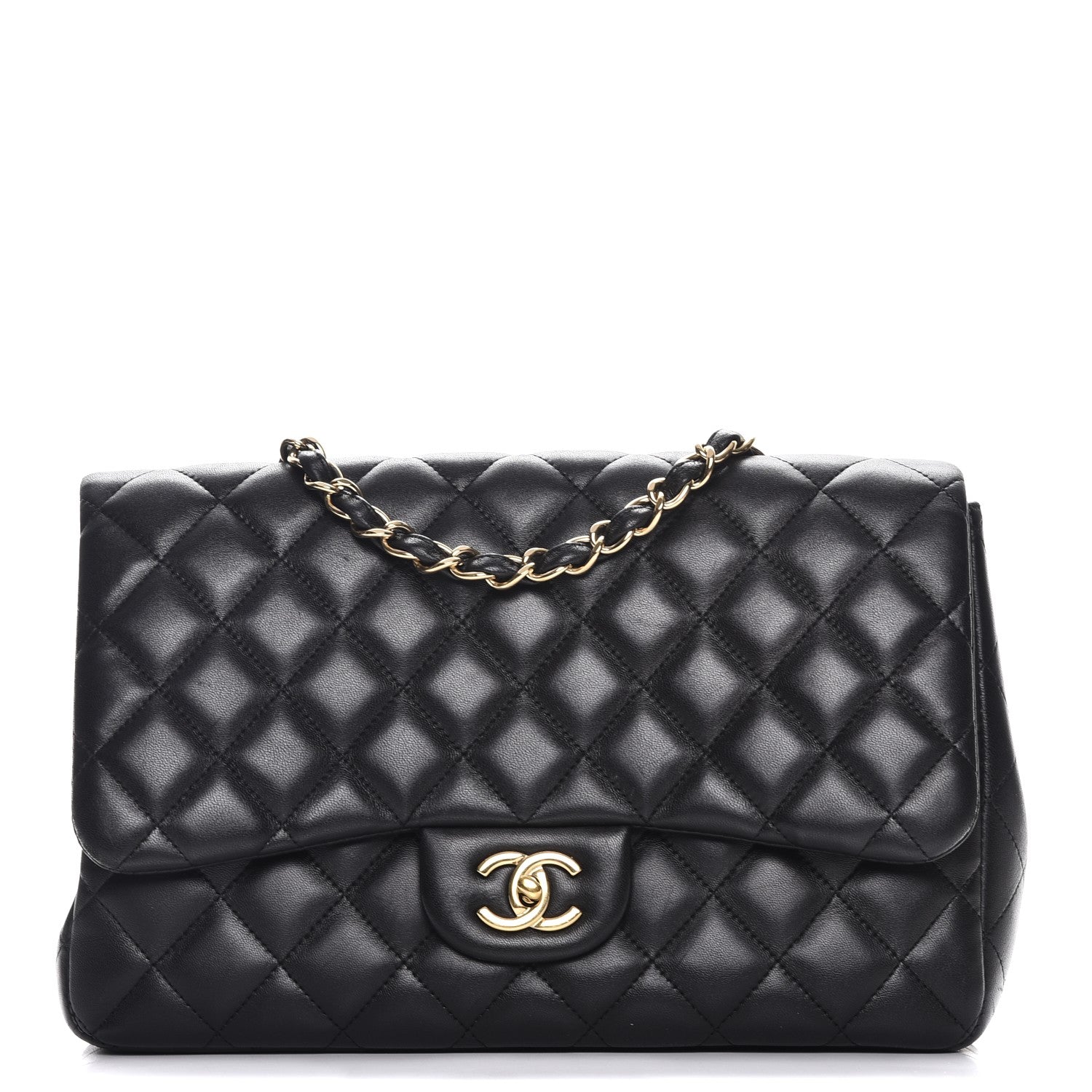 Chanel Lambskin Quilted Jumbo Single Flap Black 1 of 9