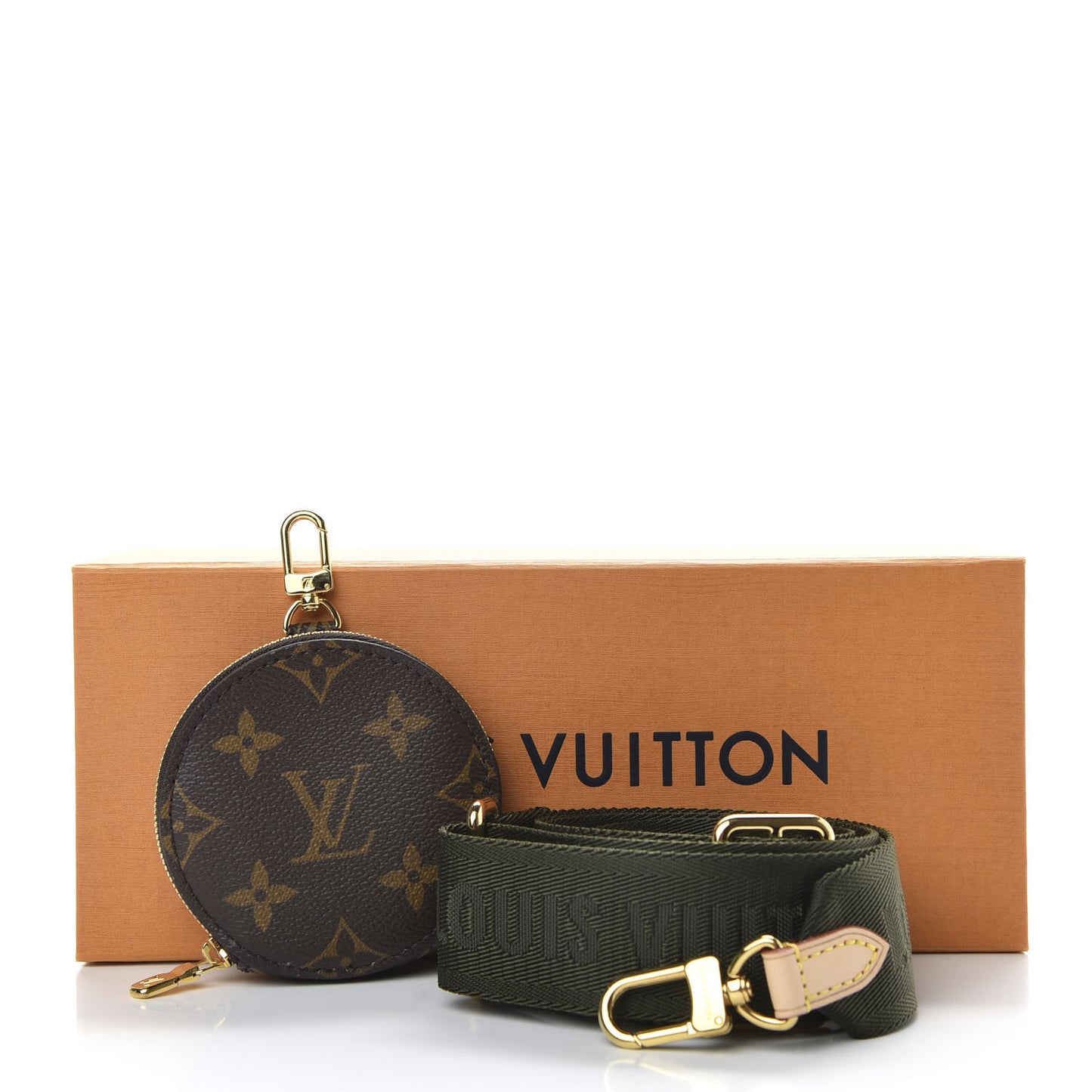 Nylon Monogram Strap with Coin Purse Kaki