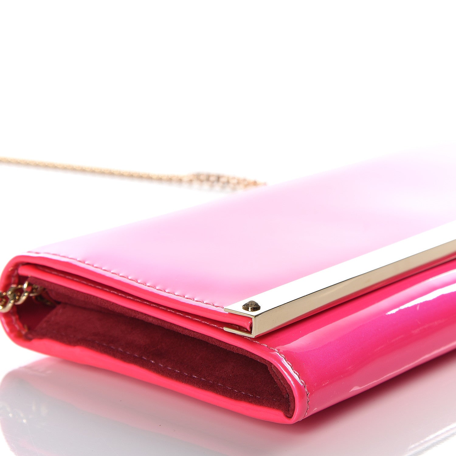 Jimmy Choo Patent Milla Wallet on Chain Pink 5 of 8