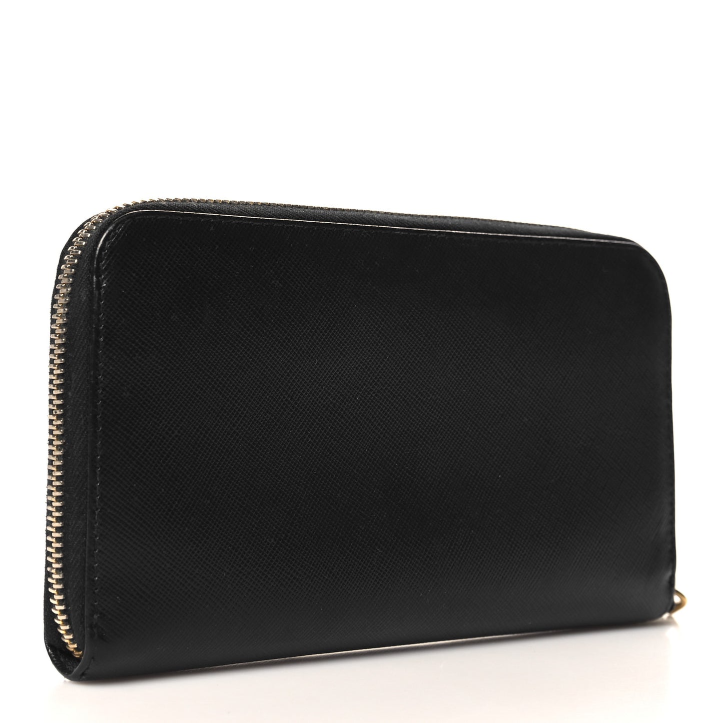 Saffiano Metal Zip Around Wallet Black