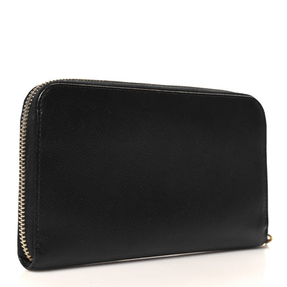 Prada Saffiano Metal Zip Around Wallet Black 3 of 7