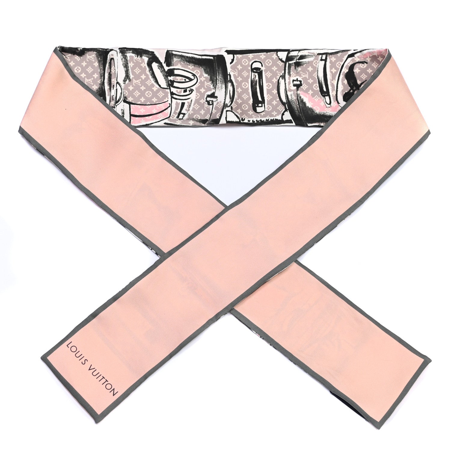 Louis Vuitton Silk Monogram Trunks Bandeau Rose Poudre 1 of 6