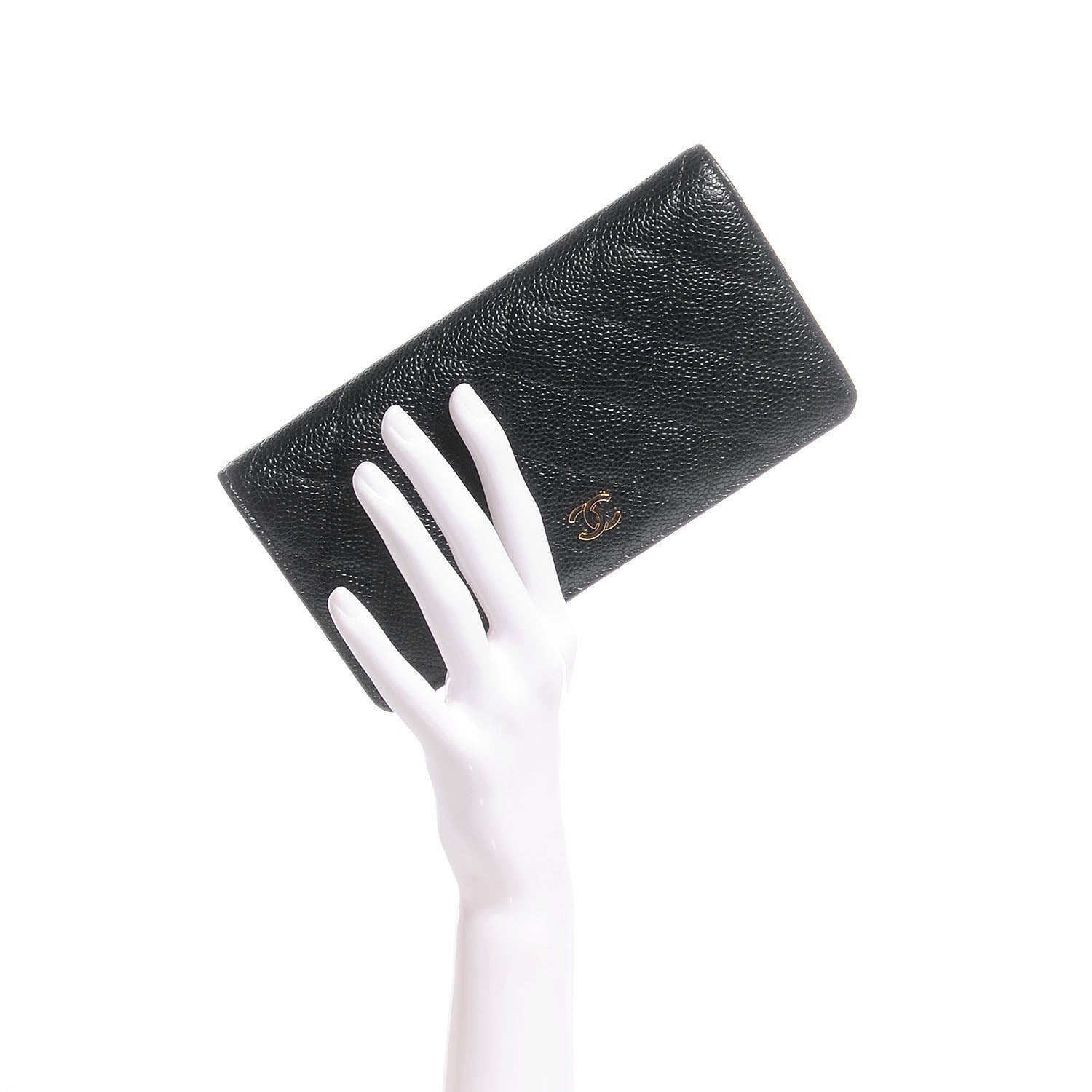 Chanel Caviar Quilted Yen Wallet Black 2 of 9