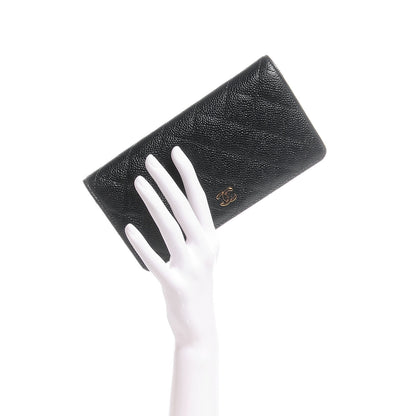 Chanel Caviar Quilted Yen Wallet Black 2 of 9