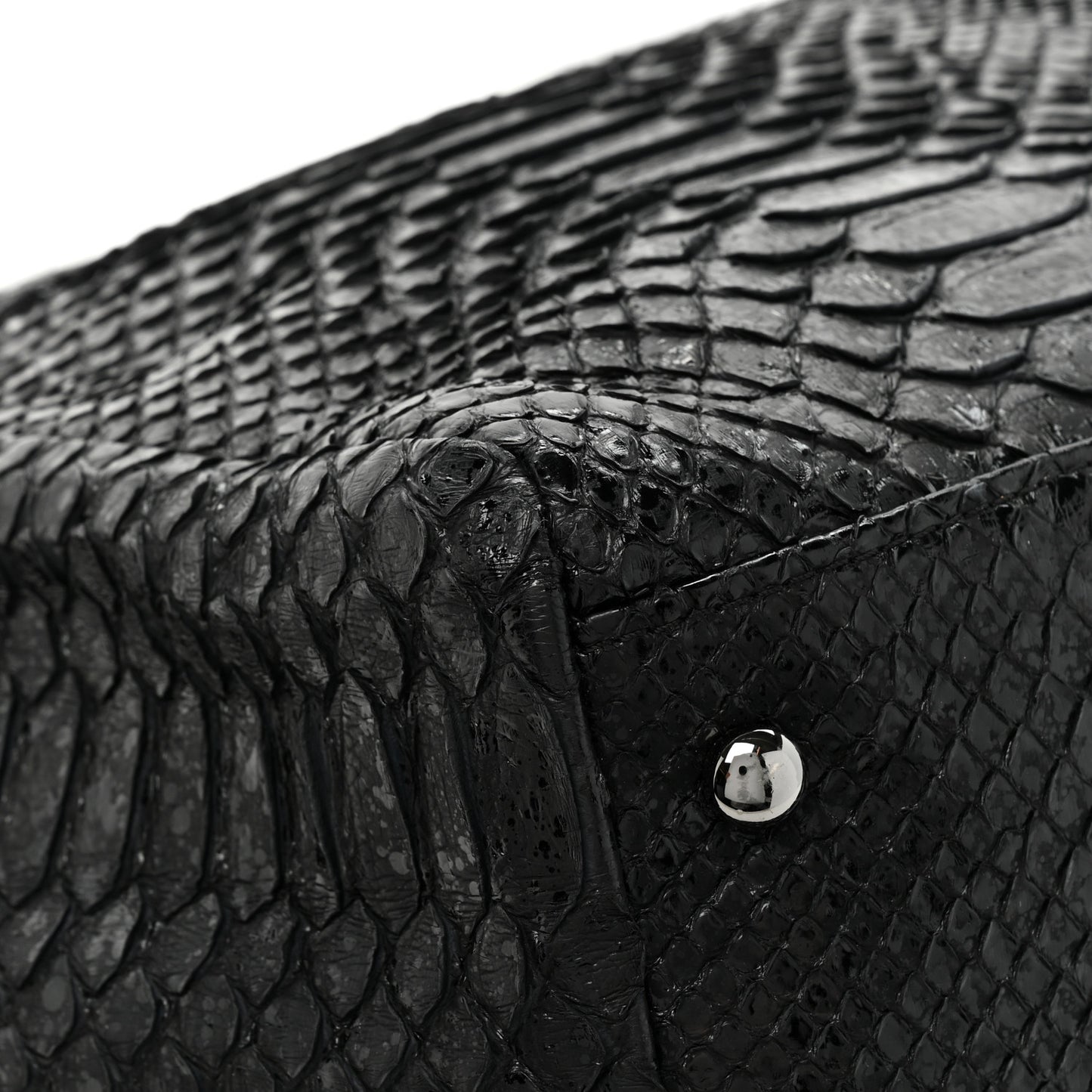 Snakeskin Accordion Tote Black