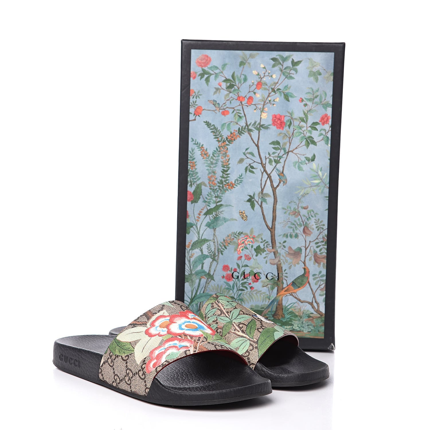Gucci GG Supreme Monogram Tian Womens Slide Sandals 39 Beige Multicolor 8 of 8