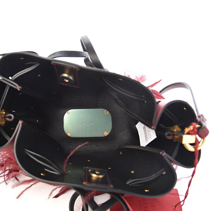 Valentino Garavani Calfskin Feather VLogo Bucket Bag Cerise 5 of 10