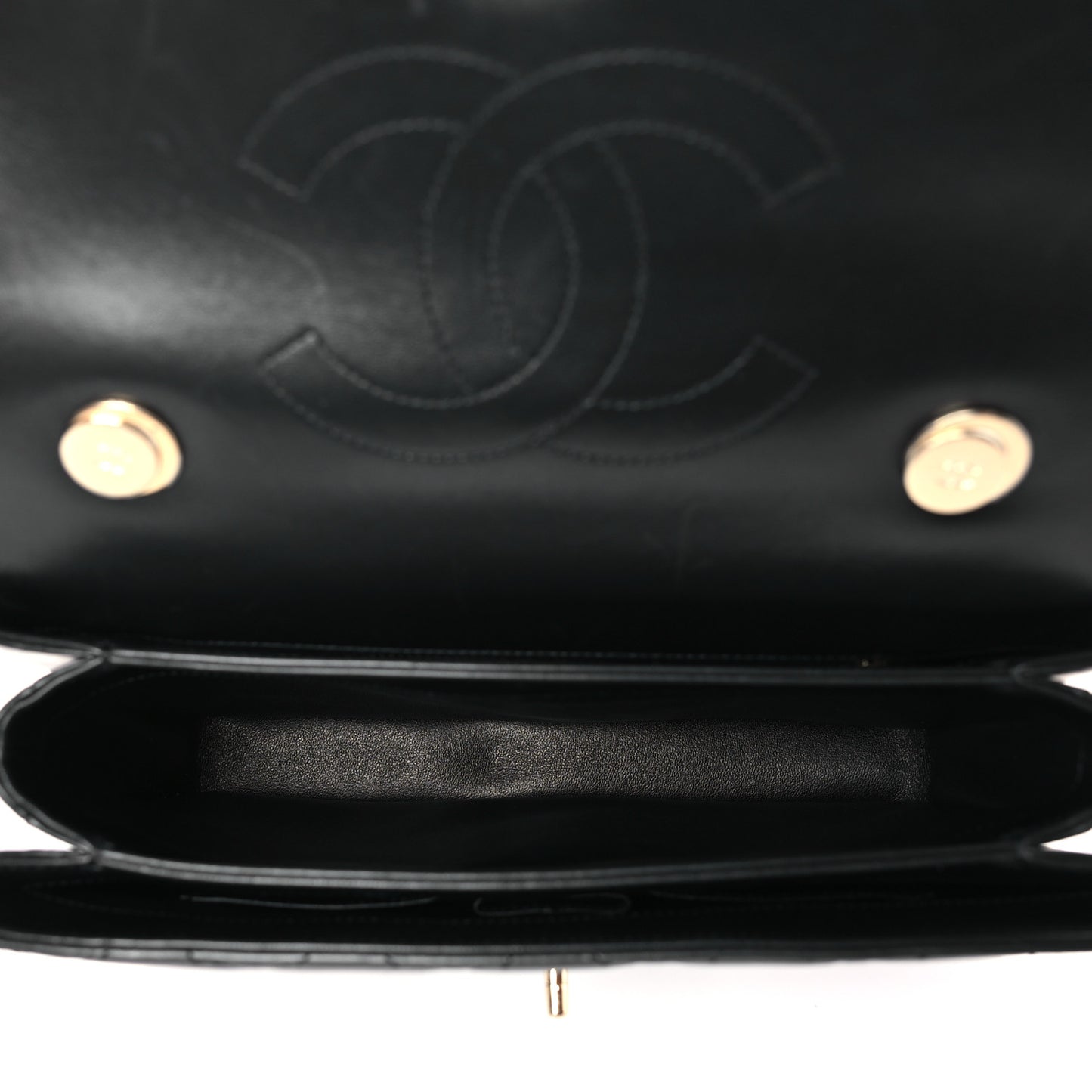 Lambskin Quilted Medium Trendy CC Flap Dual Handle Bag Black