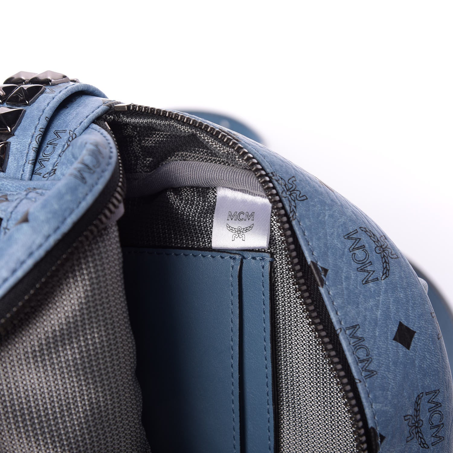 MCM Visetos Side Stud X-Mini Stark Bebe Boo Backpack Blue 8 of 9