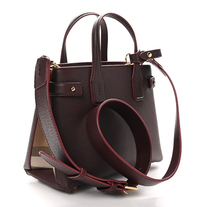 Burberry Grainy Calfskin House Check Small Banner Tote Mahogany Red 3 of 11