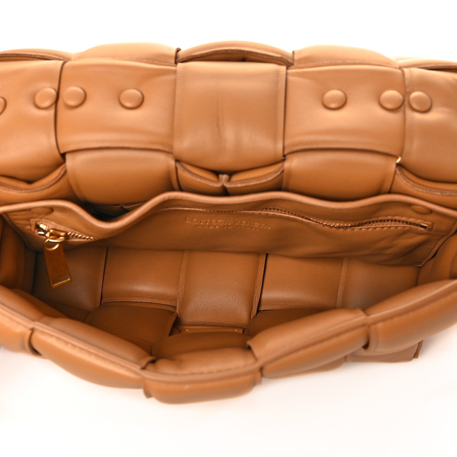 Bottega Veneta Lambskin Maxi Intreccio Padded Chain Cassette Crossbody Bag Caramel 5 of 9