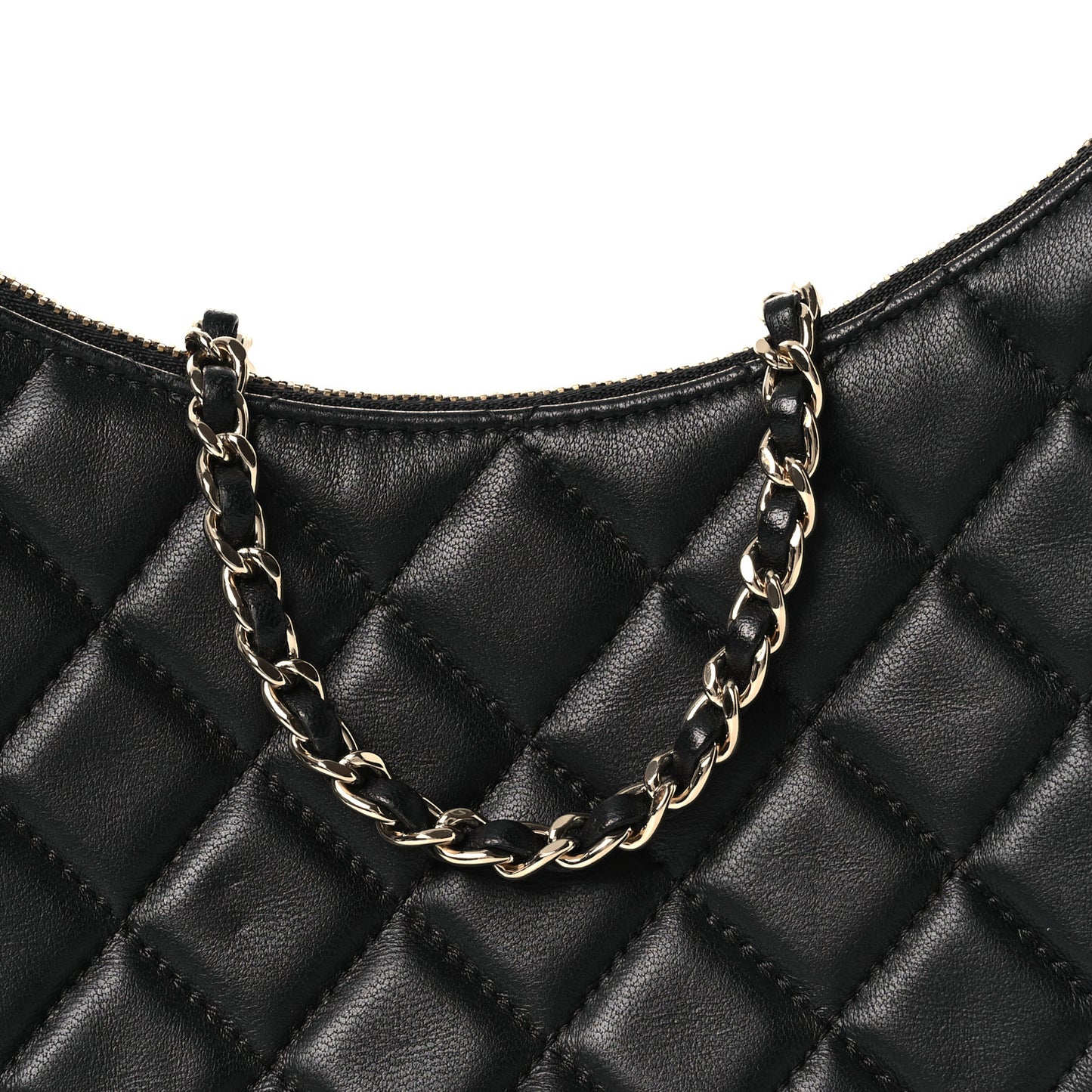 Lambskin Quilted Small Hobo Bag Black
